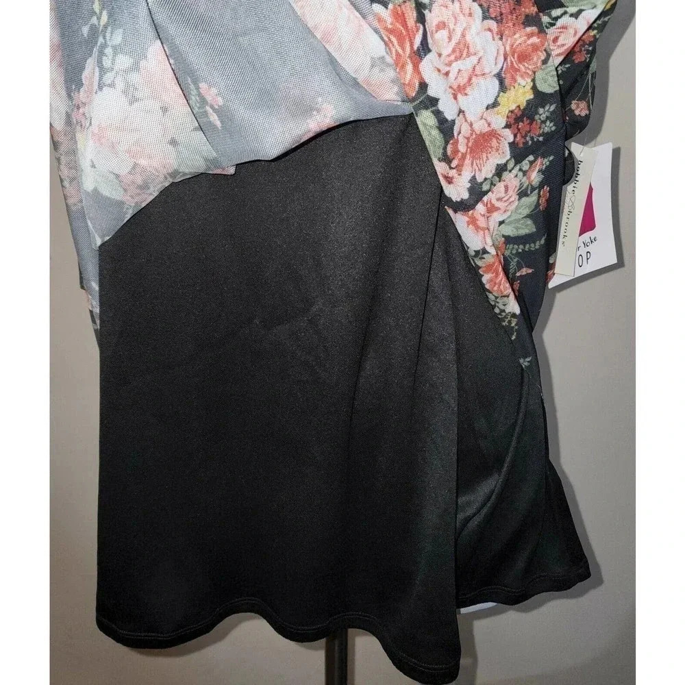 Black Size Small Sleeveless Sheer Floral Mesh Overlay Top Blouse Bobbie Brooks - Picture 3 of 7